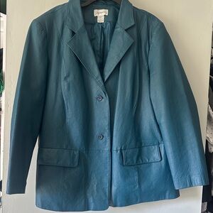 Vintage Chadwicks Leather Jacket, 24W plus size retro teal